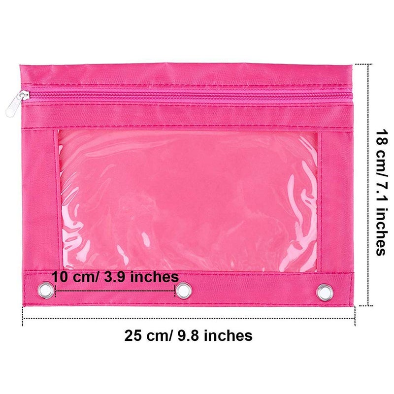 SdeFe Zippered Binder Fabric Pencil Pouch 3 Rings with Clear Window for School Classroom Organizers 8 Pack (Multicolor) - Image 5